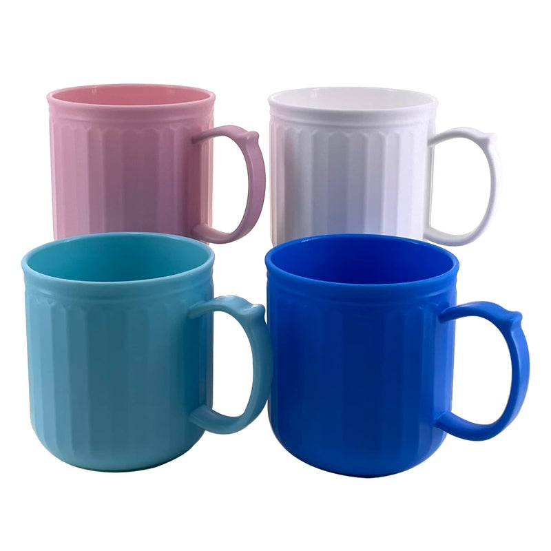 AOYITE Plastic Coffee Cups with Handles  Unbreakable BPA Free Coffee Mugs 13 oz set of 4  Reusable Dishwasher Safe Hard Drinking Cups for Kids Kitchen Outdoor Thick Wall