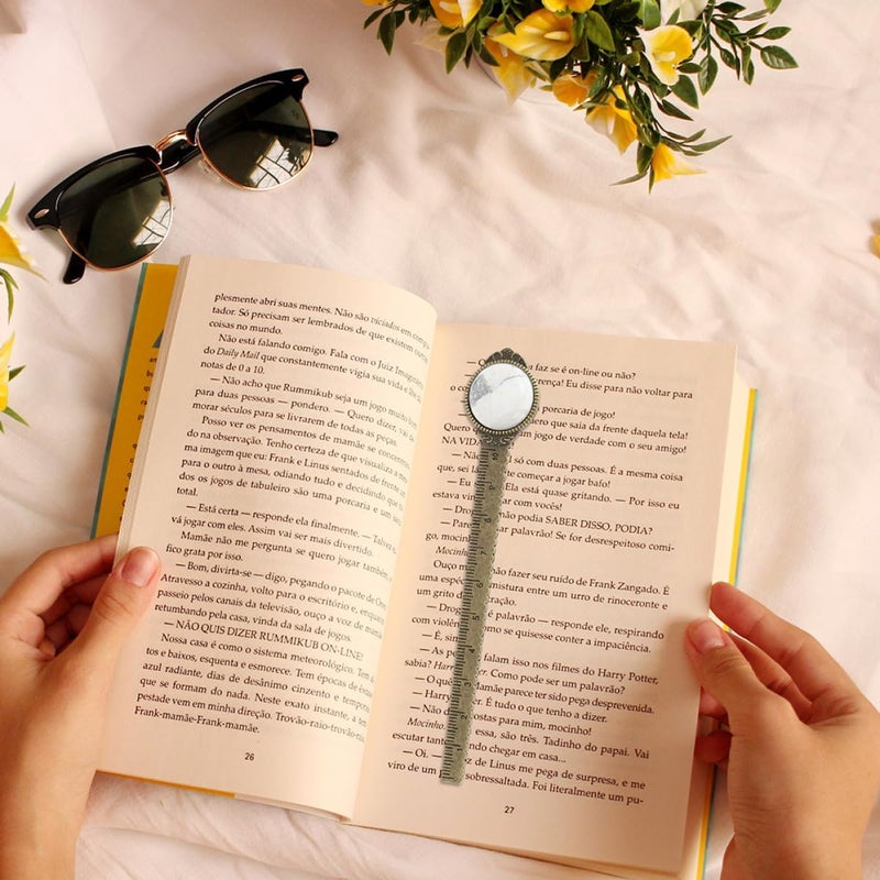 Turquoise Crystal Metal Bookmarks 2pcs Vintage Alloy Ruler For Students Reading Office Supplies - Image 4