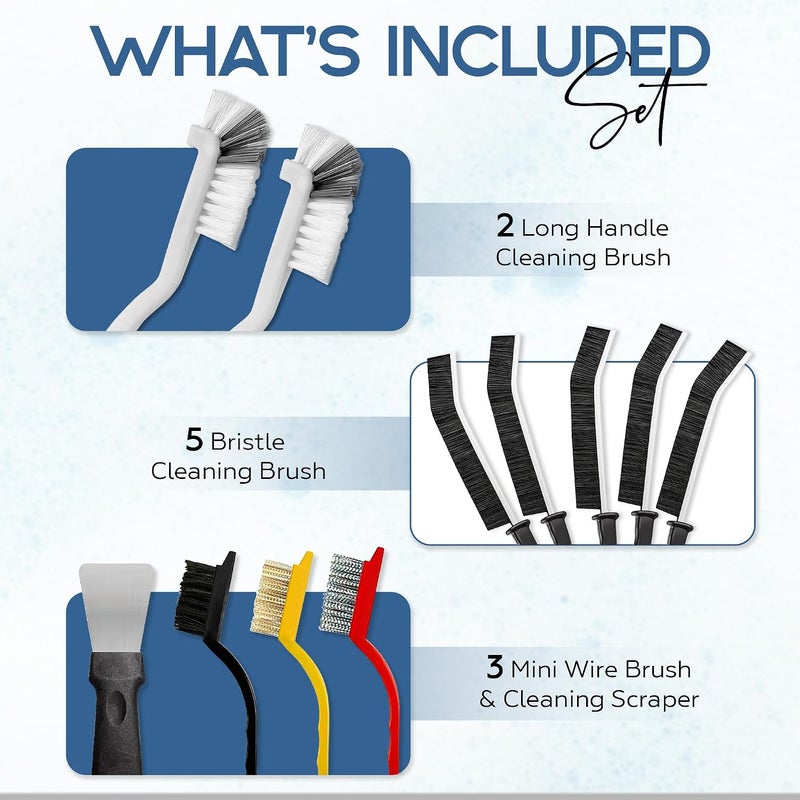 واباوت مجموعة فرش تنظيف الشقوق متعددة الأغراض، 11 قطعة، فرش فجوات ذات شعيرات صلبة، منظف بلاط الحمام - Image 2