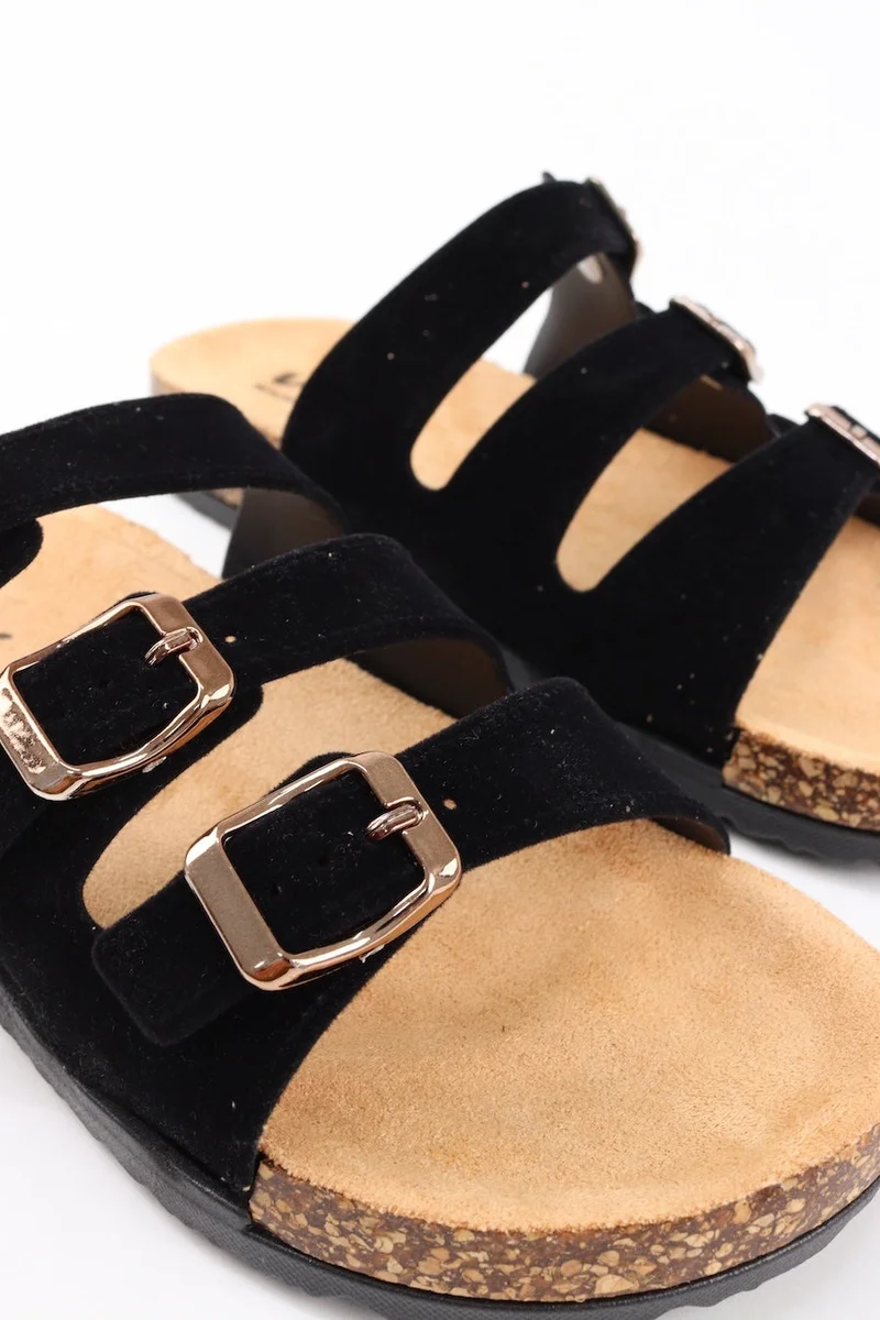 Viny BLACK VINY Women's Comfort Slide Sandals – Adjustable Triple Buckle Slippers, Lightweight Cushioned Comfort Slides for Walking, Travel, Beach & Everyday Wear for Women | Best Price UAE