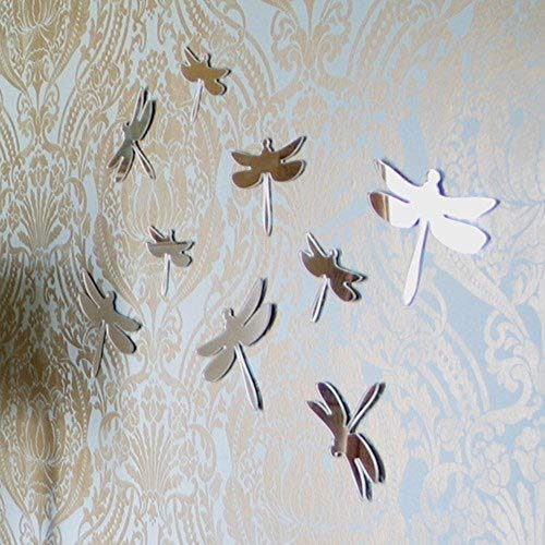YongPan DIY Mirror Wall Dragonflies Sticker,Creative Dragonfly Wall Mirror Sticker,3D Wall Mirror Sticker, Wall Mirror Decal (Silver, 15PCS Style A) - Image 2