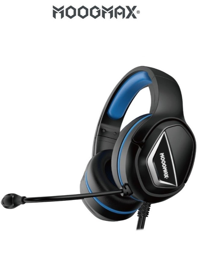 موجماكس سماعه قيمنق MX-EP58. سماعات قيمنق سلكية للألعاب. سماعات لسوني او ال PC بصوت ستيريو نقي. سماعة قيمنق بتقنية 3D محيطية. سماعات قيمر بميكرفون واضح. سماعات العاب متوافقة مع أغلب أجهزة الألعاب والكمبيوترات (PC). سماعه بي سي بمخرج  AUX و USB لربطه بأي جهاز العاب. سماعه جيمنج باللون الأزرق والأسود - Image 1