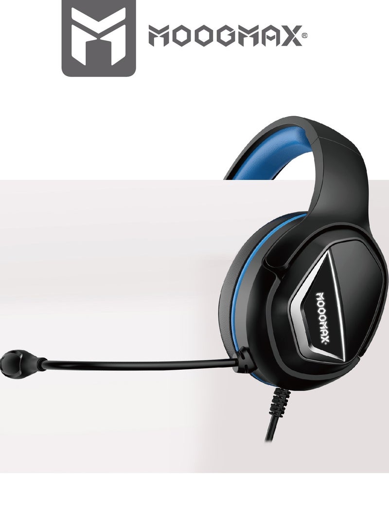 موجماكس سماعه قيمنق MX-EP58. سماعات قيمنق سلكية للألعاب. سماعات لسوني او ال PC بصوت ستيريو نقي. سماعة قيمنق بتقنية 3D محيطية. سماعات قيمر بميكرفون واضح. سماعات العاب متوافقة مع أغلب أجهزة الألعاب والكمبيوترات (PC). سماعه بي سي بمخرج  AUX و USB لربطه بأي جهاز العاب. سماعه جيمنج باللون الأزرق والأسود - Image 2