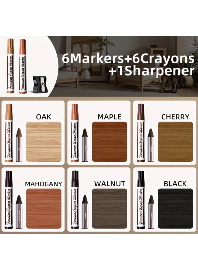 Sakina 13Pcs Furniture Repair Kit Wood Markers Set ,Furniture Markers and Wax Sticks with Sharpener , for Stains, Scratches, Wood Floors, Tables, Desks, Carpenters, Bedposts, Touch Ups, and Cover Ups - Image 2