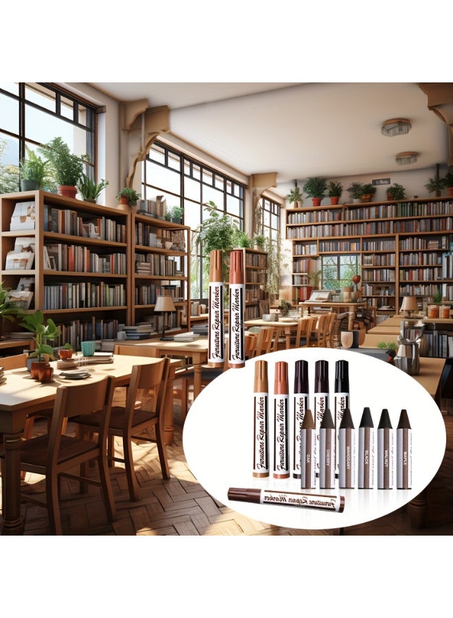 Sakina 13Pcs Furniture Repair Kit Wood Markers Set ,Furniture Markers and Wax Sticks with Sharpener , for Stains, Scratches, Wood Floors, Tables, Desks, Carpenters, Bedposts, Touch Ups, and Cover Ups - Image 4