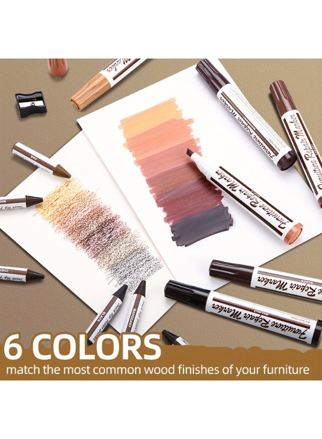 Sakina 13Pcs Furniture Repair Kit Wood Markers Set ,Furniture Markers and Wax Sticks with Sharpener , for Stains, Scratches, Wood Floors, Tables, Desks, Carpenters, Bedposts, Touch Ups, and Cover Ups - Image 5