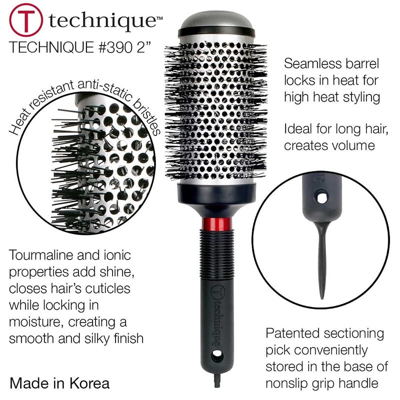 Cricket Technique Thermal Hair Brush #390 2â€ for Curling, and Styling â€“ Heat-Retaining Barrel with Anti-Static Tourmaline Bristles, Round Thermal Brush, Ideal for All Hair Types - Image 3
