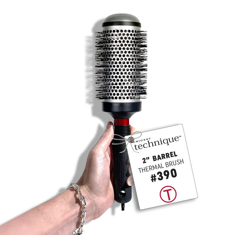 Cricket Technique Thermal Hair Brush #390 2â€ for Curling, and Styling â€“ Heat-Retaining Barrel with Anti-Static Tourmaline Bristles, Round Thermal Brush, Ideal for All Hair Types - Image 1