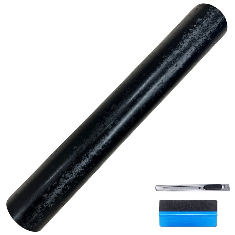 LZLRUN Forged Matte Carbon Fiber Black Vinyl Wrap Roll Air Release Sticker Sheet Film DIY Decal Car Auto Vehicle Morotcycle Self Adhesive 165ft x 35ft