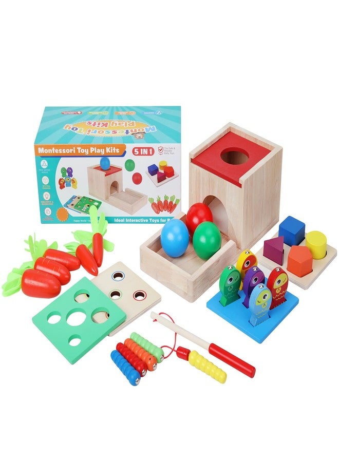 GEMEM 5 in 1Wooden Montessori Toys Toddlers Play Kit,Object Permanence Box,Carrot Harvest,Educational Learning Motor Skill Toys for Kids Ages 3-8 - Image 1