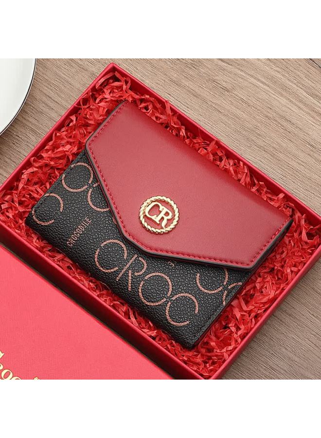 Crocodile Women's Festival Fashion Colorblock Short Wallet Floral Lightweight Compact Tri-fold Card Holder Gift 3085 - Image 3