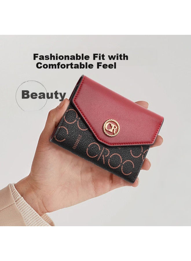 Crocodile Women's Festival Fashion Colorblock Short Wallet Floral Lightweight Compact Tri-fold Card Holder Gift 3085 - Image 2