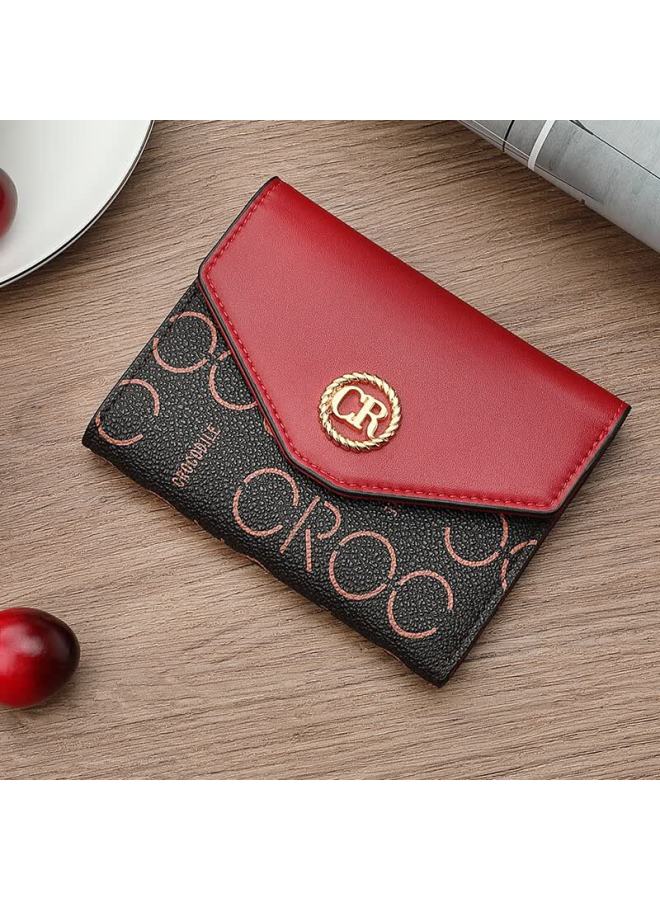 Crocodile Women's Festival Fashion Colorblock Short Wallet Floral Lightweight Compact Tri-fold Card Holder Gift 3085 - Image 1