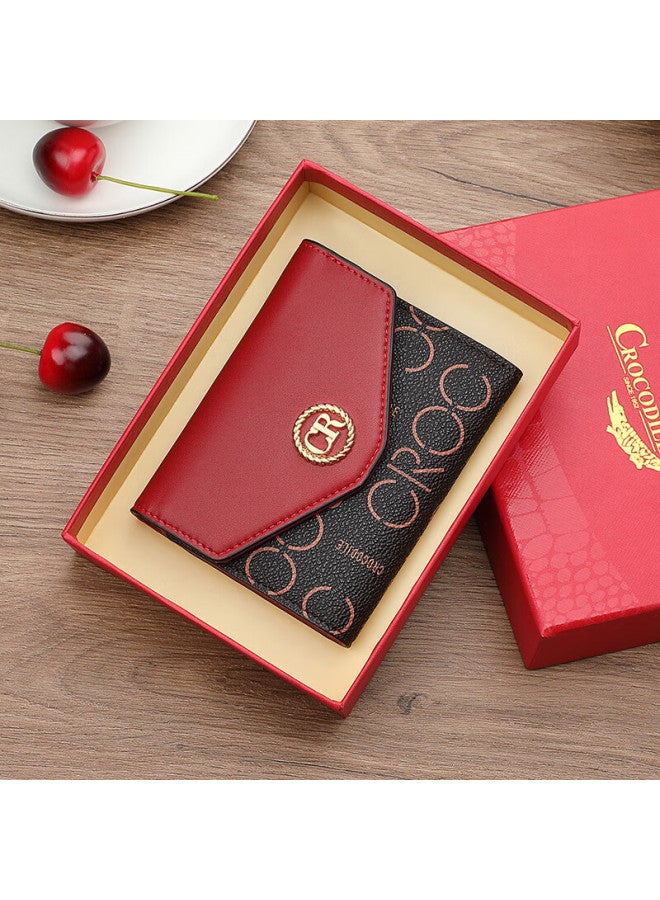 Crocodile Women's Festival Fashion Colorblock Short Wallet Floral Lightweight Compact Tri-fold Card Holder Gift 3085 - Image 5