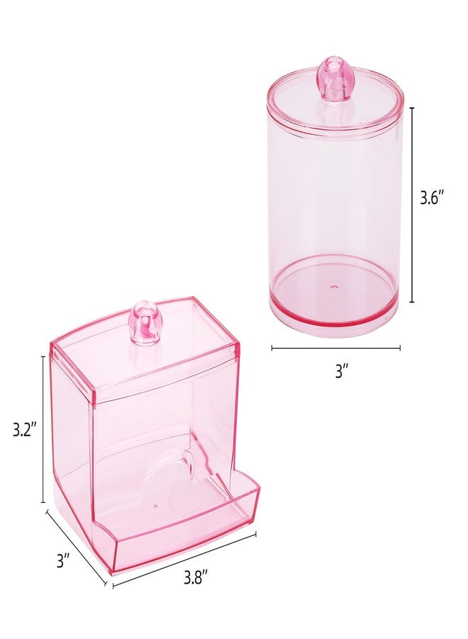Tbestmax Pink Qtips Dispenser Bathroom Container, 10/12 oz Big Cotton Ball Holder, Apothecary Jar Organizer for Storage Swab, Round Pads, Floss Picks - Image 2