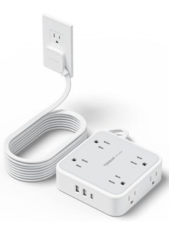 TESSAN Surge Protector Power Strip 15 Ft Cord, 8 Widely Spaced Outlets, 3 USB Charger(1 USB C Port), Ultra Thin Flat Plug Extension Cord 15 Feet, 900J Surge Protection for Home, Office, Dorm Room Essentials  - Image 1