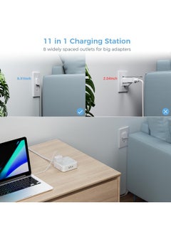 TESSAN Surge Protector Power Strip 15 Ft Cord, 8 Widely Spaced Outlets, 3 USB Charger(1 USB C Port), Ultra Thin Flat Plug Extension Cord 15 Feet, 900J Surge Protection for Home, Office, Dorm Room Essentials  - Image 2