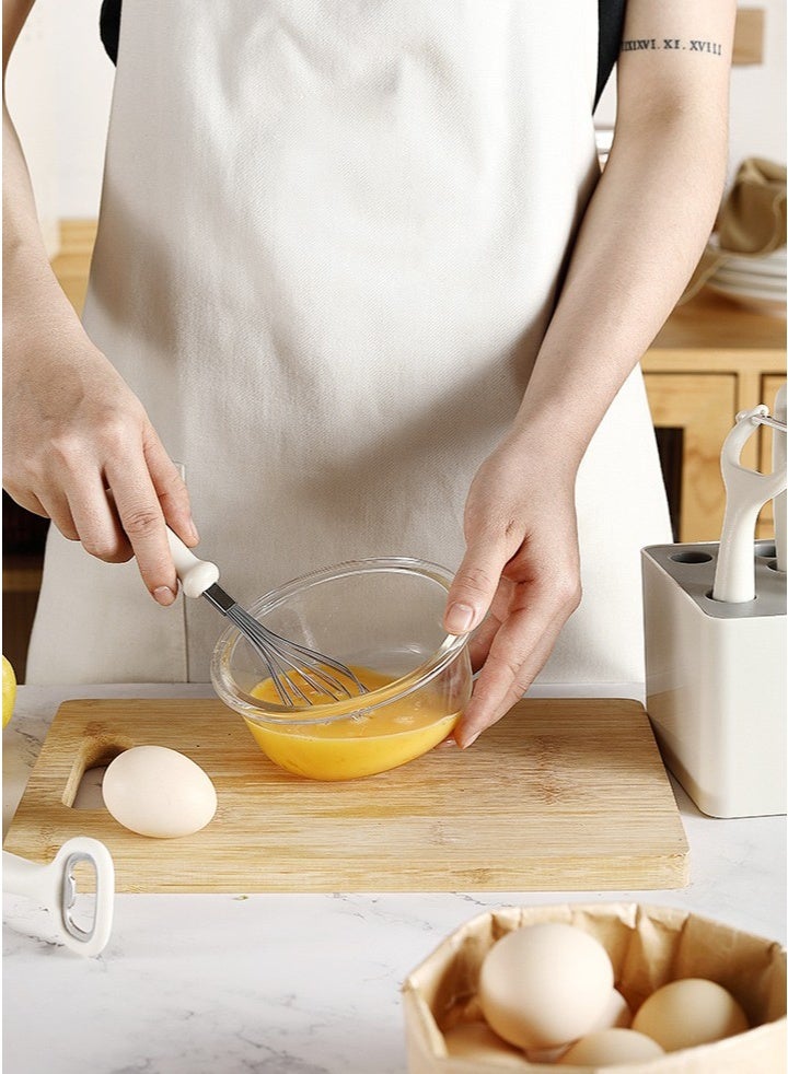 هومستر مجموعة أدوات المطبخ من 6 قطع مع حامل  تتضمن قشرة ، سكين فاكهة ، شاشة ، مقص متعدد الوظائف وأدوات طعام الأطفال  مقبض إيرغونومي ، قوي ، سهل التنظيف  مساعد مطبخ أساسي  مجموعة أدوات مطبخ - Image 4