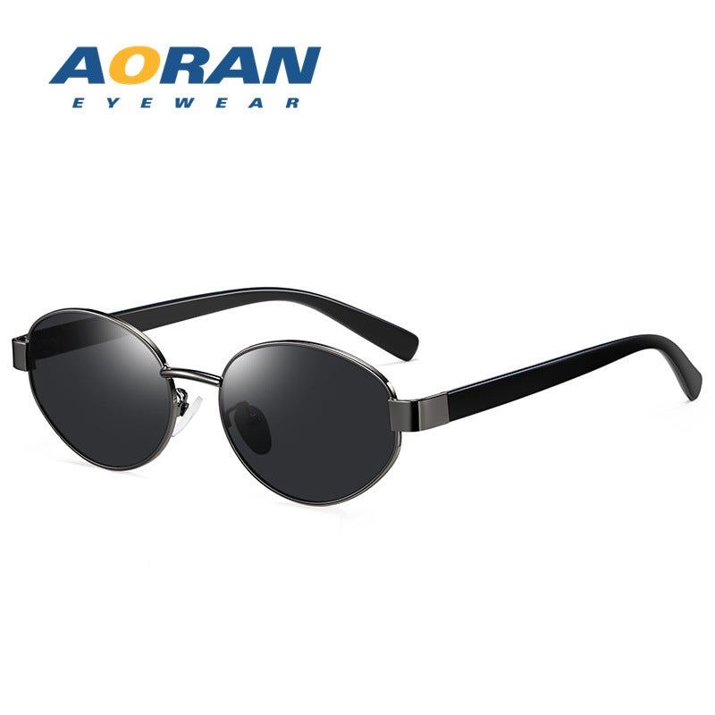 Aoran Luxury Vintage UV-Protective Sunglasses for Women and Men - Elegant Metal Oval Frame, 2024 Winter  Collection - Image 1