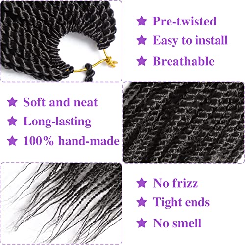 VIOLET Senegalese Twist Crochet Hair For Black Women 18 Inch Crochet Hair Pre Looped 20 Strands A Pack Crochet Braids For Black Women 9 Packs Crochet Twist Hair Hairstyles(18 Inch,1B) - Image 3