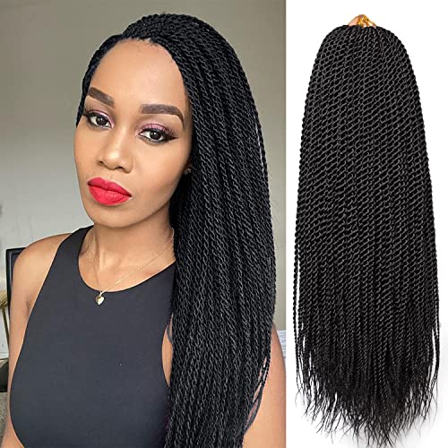 VIOLET Senegalese Twist Crochet Hair For Black Women 18 Inch Crochet Hair Pre Looped 20 Strands A Pack Crochet Braids For Black Women 9 Packs Crochet Twist Hair Hairstyles(18 Inch,1B) - Image 1