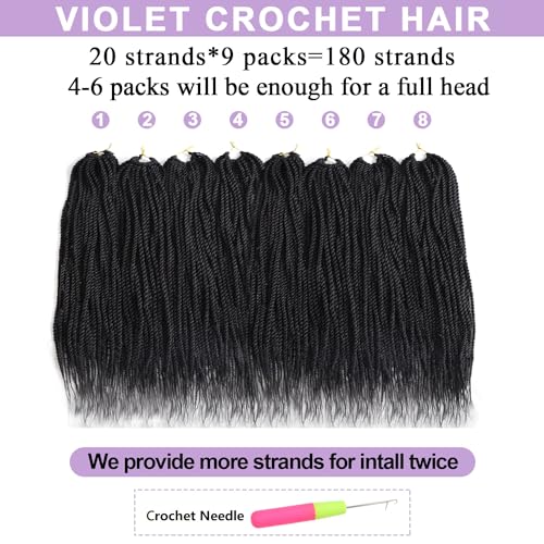 VIOLET Senegalese Twist Crochet Hair For Black Women 18 Inch Crochet Hair Pre Looped 20 Strands A Pack Crochet Braids For Black Women 9 Packs Crochet Twist Hair Hairstyles(18 Inch,1B) - Image 5