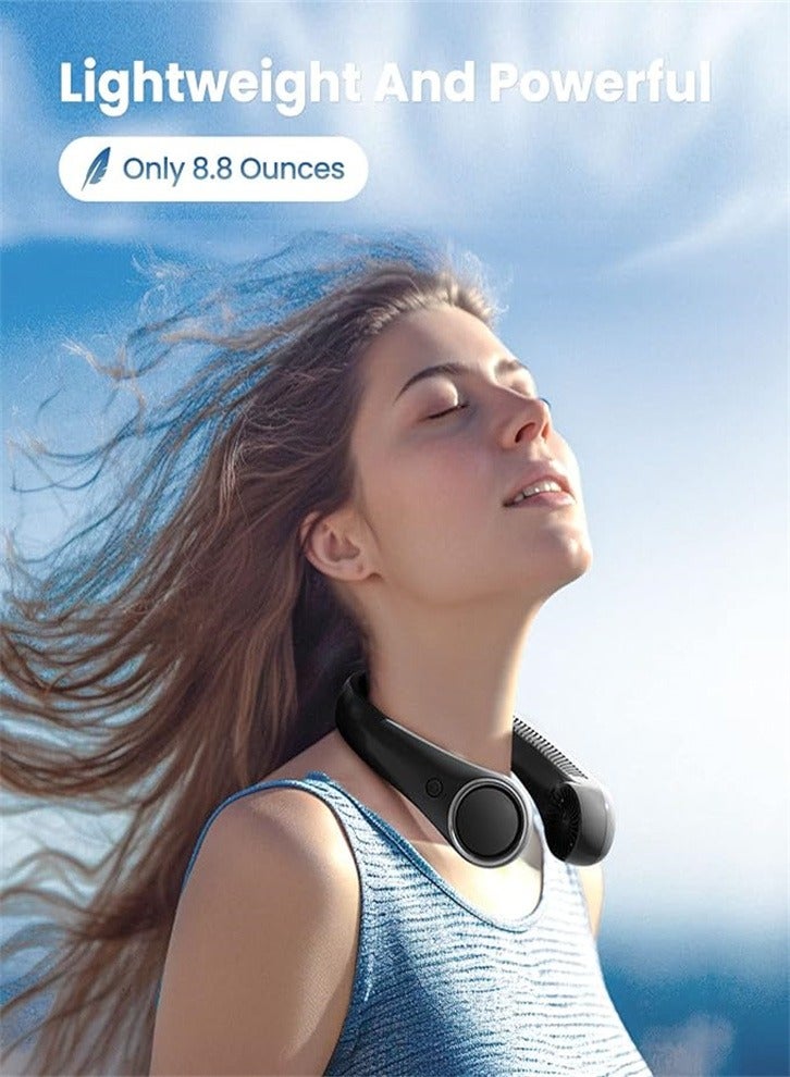 Neck Fan,Portable Hands Free Bladeless Neck Fan,4000mAh USB Rechargeable Personal Fan,3 Speeds 72 Air Outlet 360° Cooling Hanging Fan,Super Quiet（Black） - Image 2