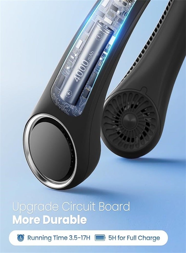 Neck Fan,Portable Hands Free Bladeless Neck Fan,4000mAh USB Rechargeable Personal Fan,3 Speeds 72 Air Outlet 360° Cooling Hanging Fan,Super Quiet（Black） - Image 5