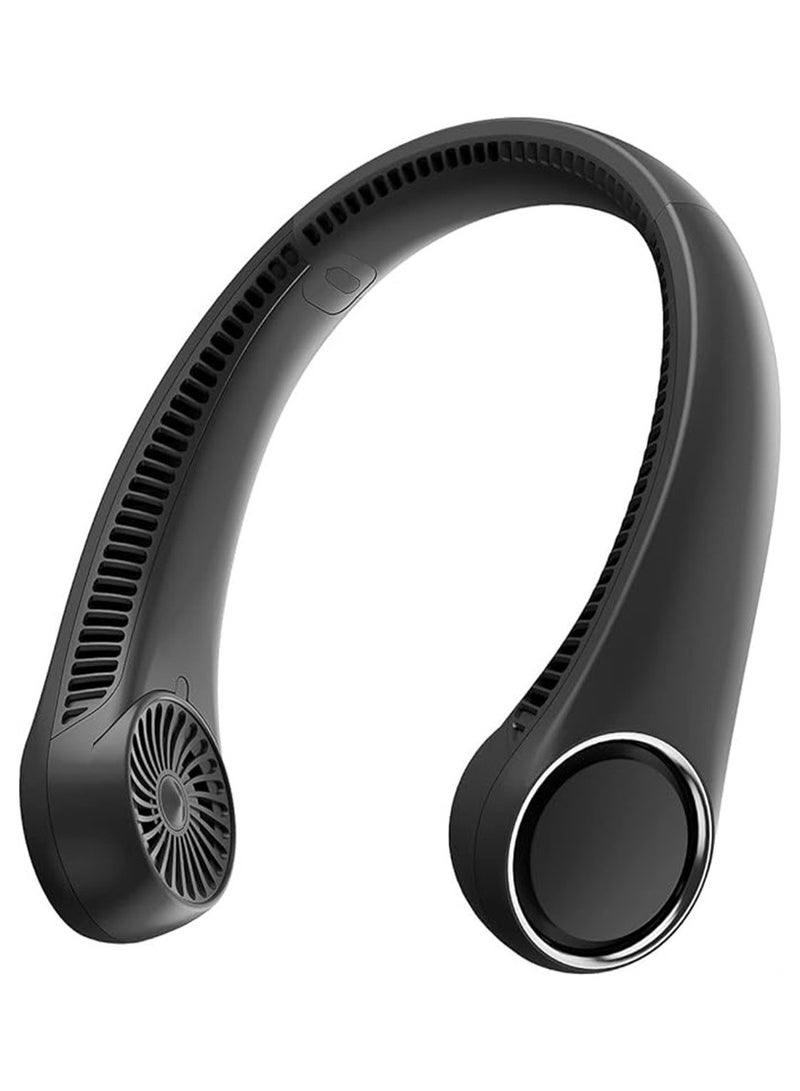 Neck Fan,Portable Hands Free Bladeless Neck Fan,4000mAh USB Rechargeable Personal Fan,3 Speeds 72 Air Outlet 360° Cooling Hanging Fan,Super Quiet（Black） - Image 1