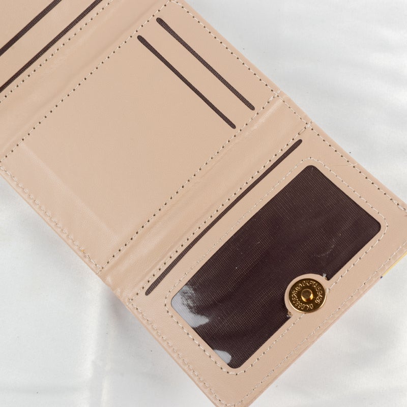 Leather Flip Wallet & Card Holder with Multiple Pockets - Beige - Image 3