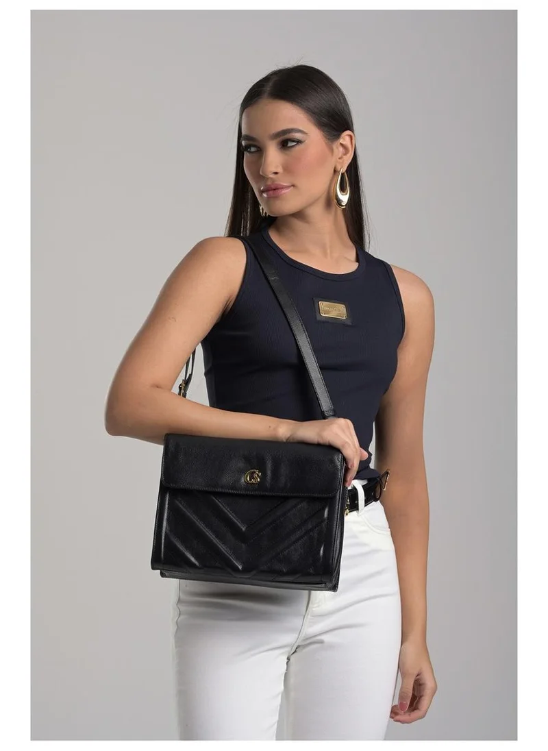 Carmen Steffens  Black Quilted Bag with Chain Strap for Women | Best Price UAE