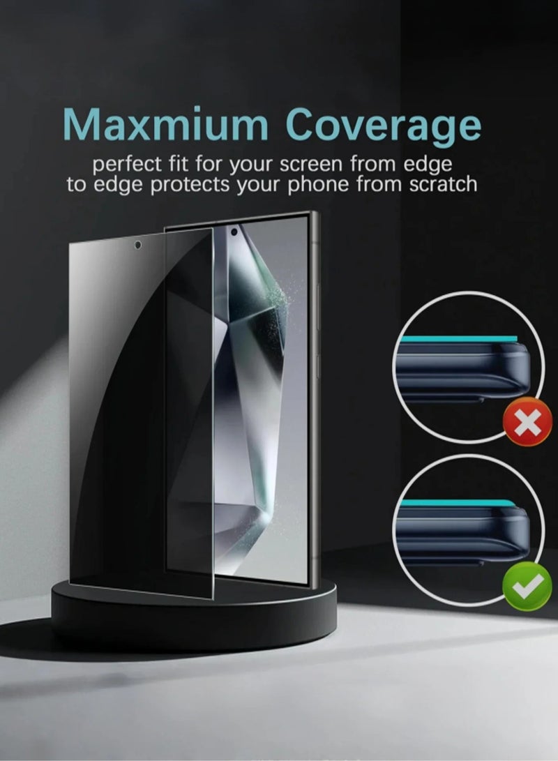 Samsung Galaxy S25 Ultra screen protector suitable for S25 Ultra 6.8-inch high-definition transparent protective film, anti peeping, perfect fit, easy to install, scratch resistant, suitable for protective case, 2-piece set - transparent  - Image 3