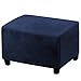 PrinceDeco PrinceDeco Real Velvet Plush Stretch Ottoman Slipcover High Stretch Velvet Footstool Protector Cover for Footrest  - Image 2