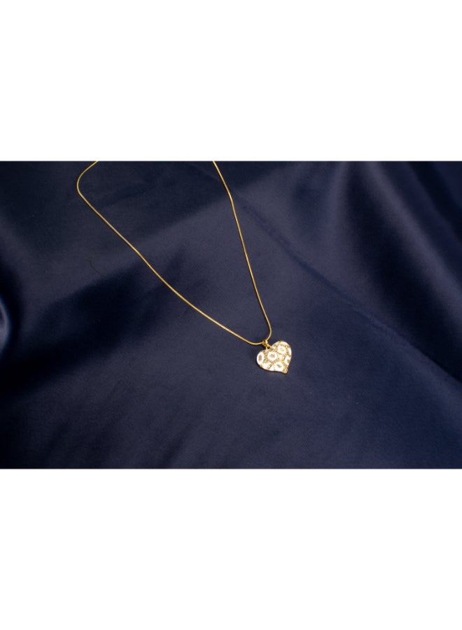 The Black Pearl Accessories Stainless Steel White Golden Heart Pendant Necklace - Image 3