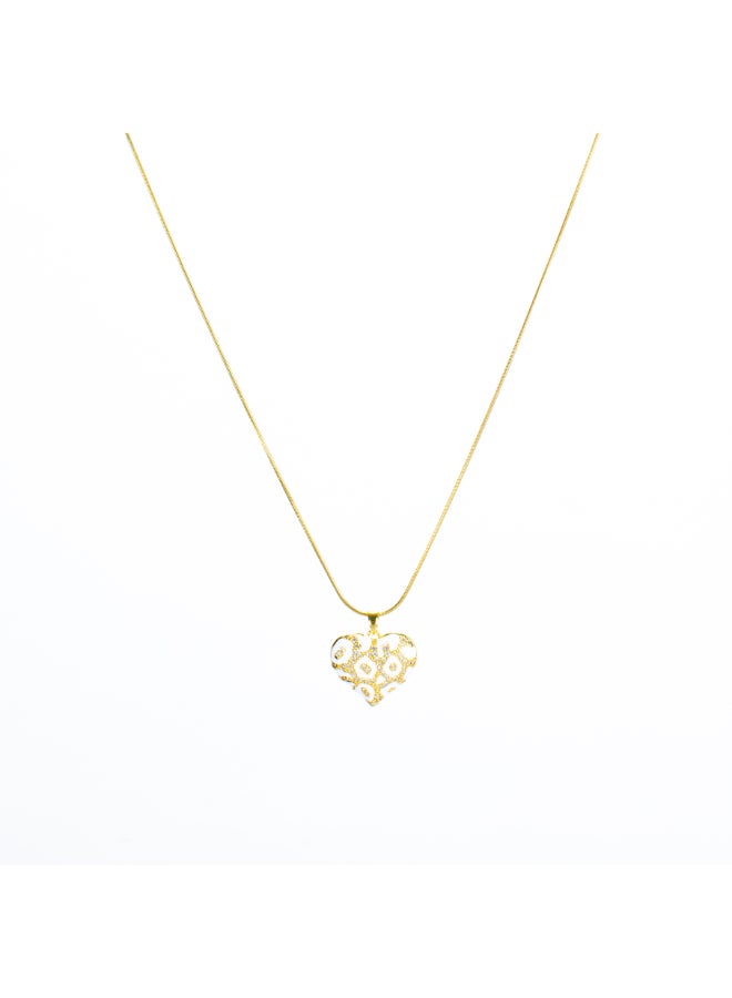 The Black Pearl Accessories Stainless Steel White Golden Heart Pendant Necklace - Image 2