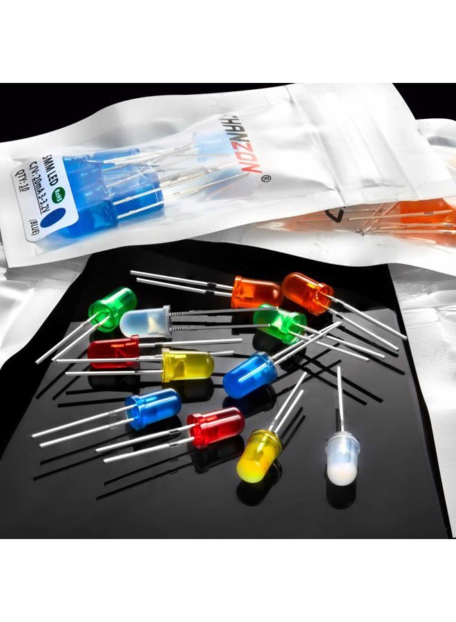Chanzon 60pcs 5mm LED Diode Lights Assortment Kit Pack Diffused Round Lens DC 3V 20mA Lighting Bulb Lamp Assorted Variety Color Electronics Components Light Emitting Diodes Parts (6 colors x 10 pcs) - Image 5