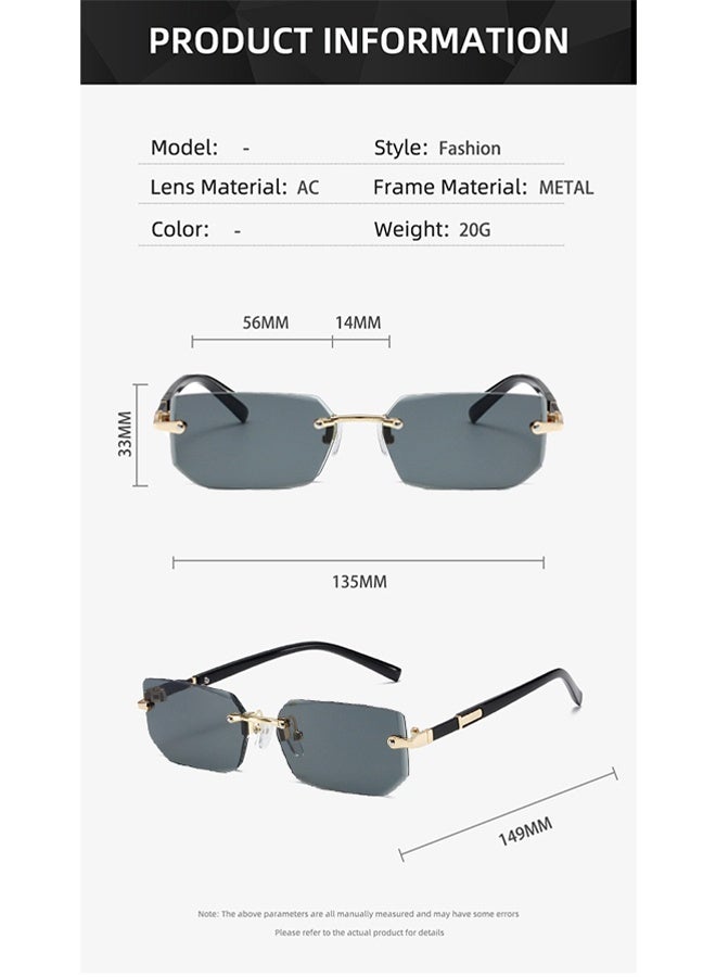 نظارات شمسية جديدة بدون إطار بتصميم عصري، نظارات شمسية مخصصة للجنسين، حماية من الأشعة فوق البنفسجية، تأتي مع حافظة للنظارات وقطعة قماش لتنظيف النظارات - Image 5