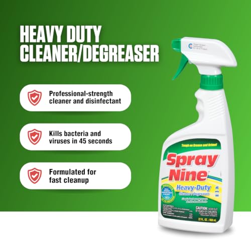 Spray Nine 26825 Heavy Duty Cleaner, Degreaser & Disinfectant for Kitchens, Bathrooms, Yard Equipment, Automotive & Industrial 22 Fl Oz. (Pack of 1) - Image 2