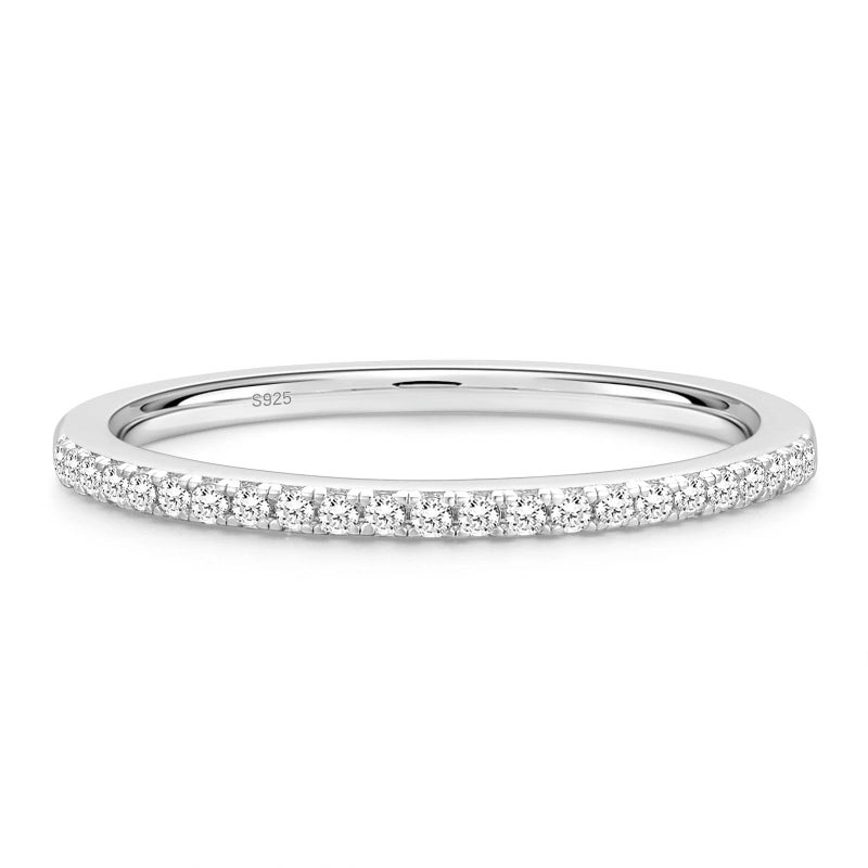 EAMTI Moissanite Wedding Bands for Women Half Eternity Bands Rings D Color VVS1 Clarity 925 Sterling Silver Anniversary Moissanite Stackable Engagement Ring for Women Size 7 - Image 1