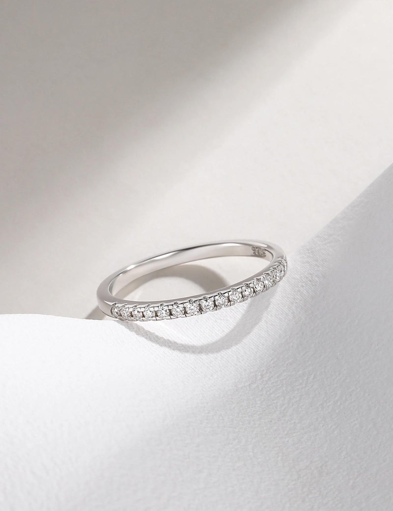 EAMTI Moissanite Wedding Bands for Women Half Eternity Bands Rings D Color VVS1 Clarity 925 Sterling Silver Anniversary Moissanite Stackable Engagement Ring for Women Size 7 - Image 3