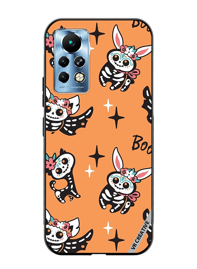 VR CREATIVE Protective Case Cover For Infinix Note 11 Pro Skeletons Of Cute Animals On Orange Design Multicolour - Image 1