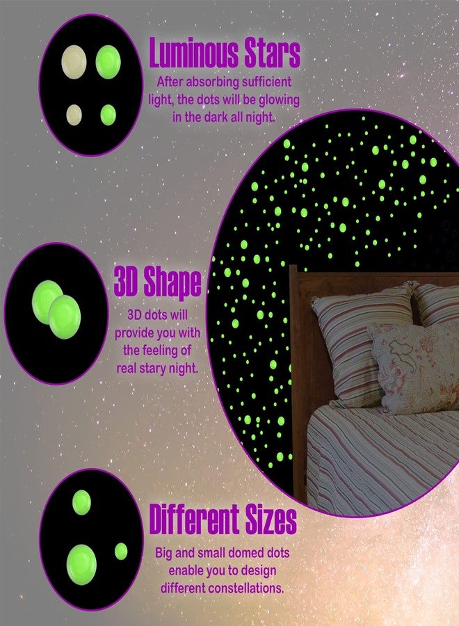 IFAMIO 202 Pcs Domed Glow in The Dark Dots Stickers Luminous Wall Ceiling Stickers Different Sizes Fluorescent Glowing 3D Ultra Bright Dots Wall Decals Ceiling Decor for Kids Bedroom Birthday Party - Image 4