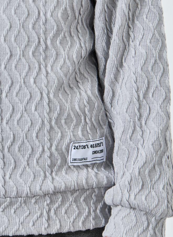 Styli Boys Grey Textured Knit Sweatshirt - Image 3