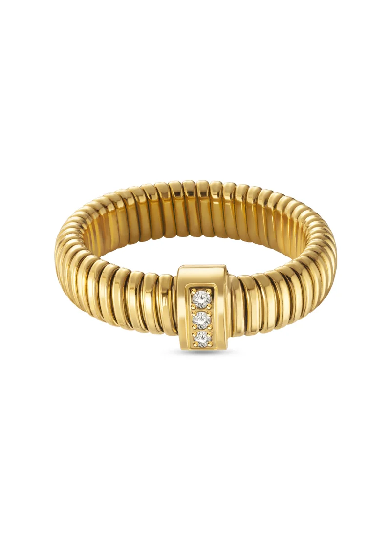 Saint Honore Paris Tubogas Gold Plated Ring for Women with Stone Motif Size-52