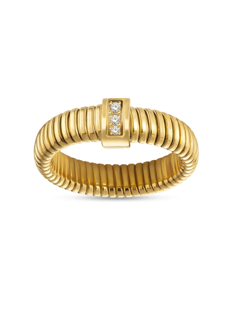 Saint Honore Paris Tubogas Gold Plated Ring for Women with Stone Motif Size-52