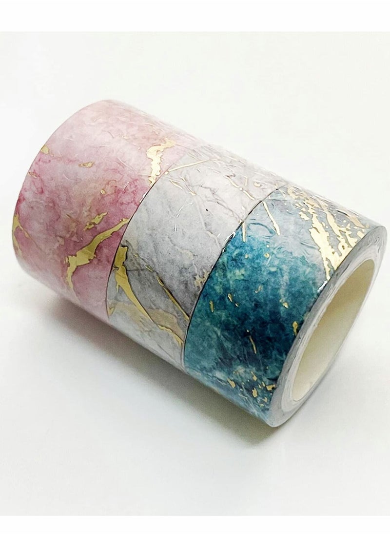 Excefore Washi Tape Set, 3 Rolls Gold Veins Gorgeous Foil Masking Set Decorative for Arts, DIY Crafts, Journal Supplies, Planners, Scrapbook, Card/Gift Wrapping (Marbling Patterns)  - Image 5