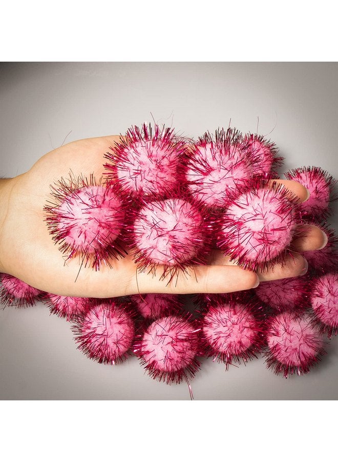 VAPKER 30 Piece 1.5" Pink Color Sparkle Balls Cat's Favorite Toy Tinsel Pom Poms Glitter - Image 4