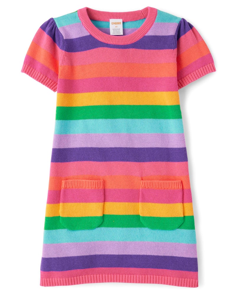 Gymboree,and Toddler Short Sleeve Dresses,Rainbow Striped,18-24 Months - Image 1