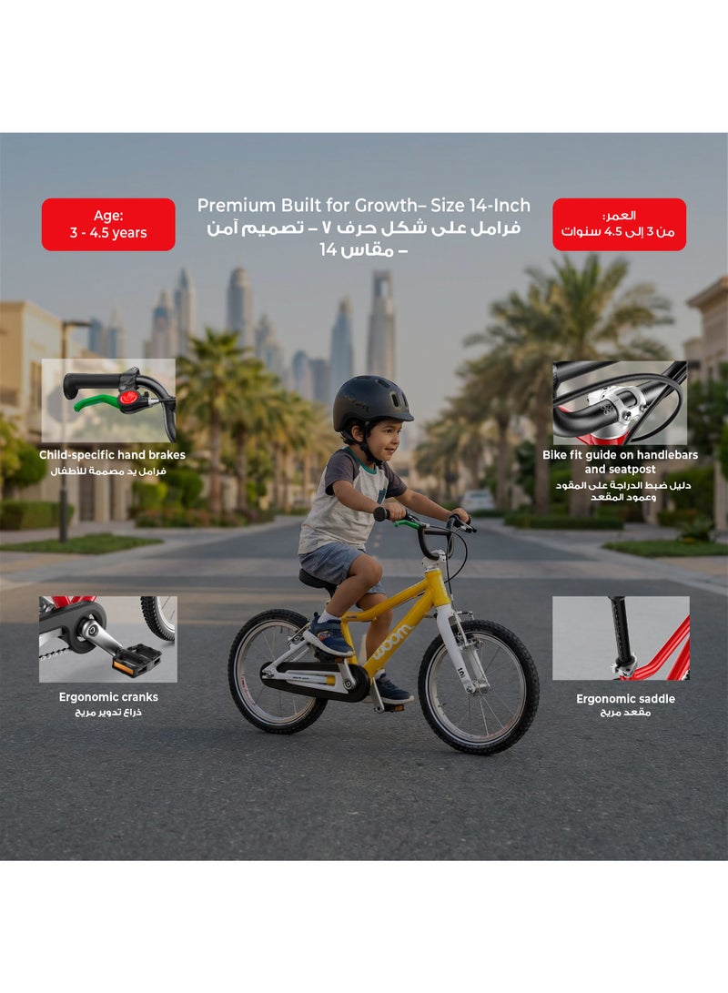 Woom GO 2 Kids Pedal Bike|14-Inch Lightweight Aluminum Bicycle for Ages 3-4.5 Years|Easy Balance Bike Transition with Child-Specific V-Brakes - Image 3