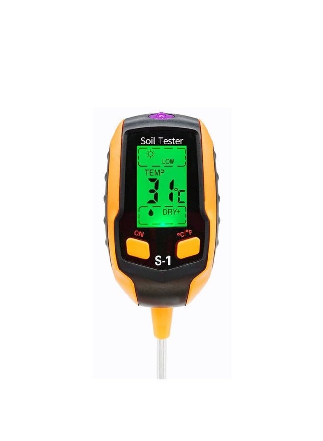 Generic 4-in-1 Soil Moisture Meter Digital Plant Temperature/Soil Moisture/PH Meter/Sunlight Intensity/Environment Humidity Backlight LCD display Soil Test Meter for Gardening, Farming and Outdoor Plants 